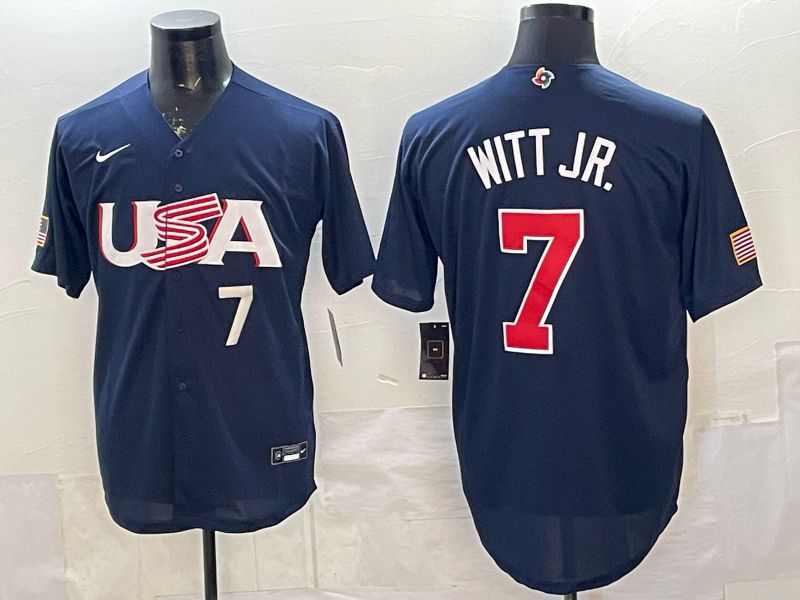 Men 2026 World Cub USA #7 Witt jr blue Nike MLB Jersey style 04